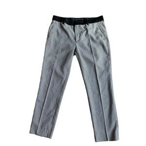 Zara Womens Dress Pants Trousers Black Houndstooth Career Pockets Medium Ankle